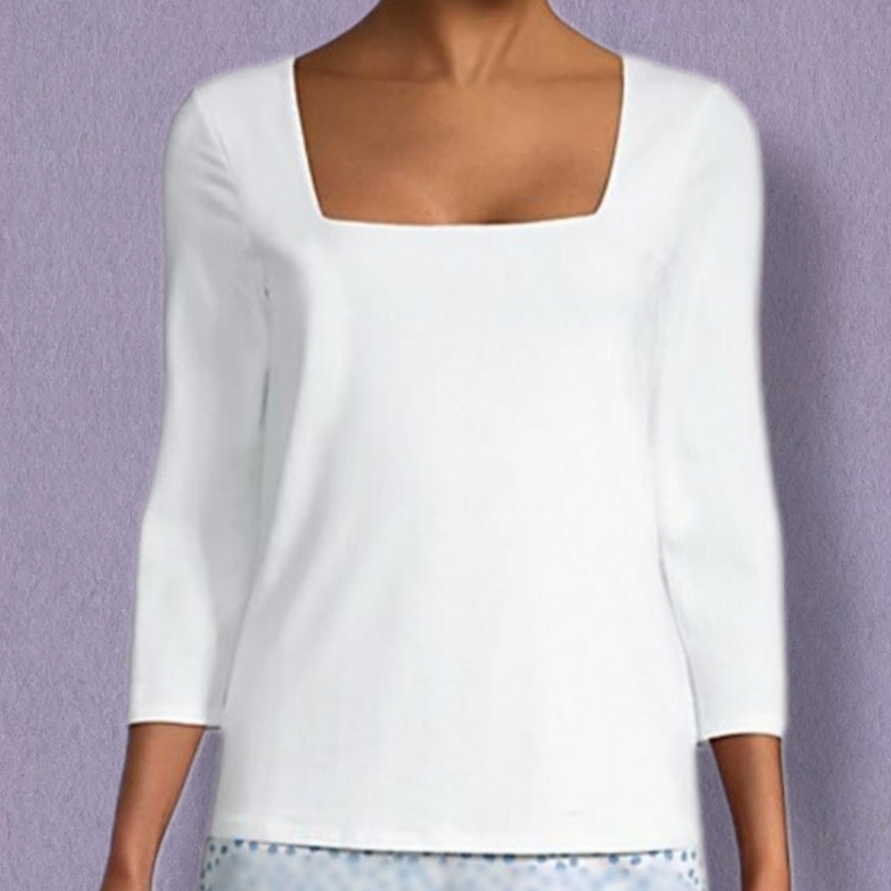 Harve Benard Women's Top/Thin Sweater, sz. M, 3/4 Sleeve Square Neck